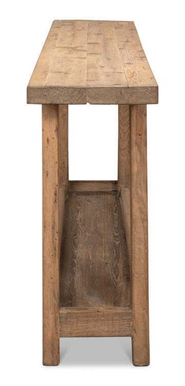 Rustic Brown Reclaimed Wood Rectangular Console Table