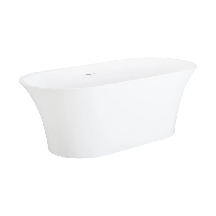 Giosa 67'' Glossy White Acrylic Freestanding Soaking Bathtub