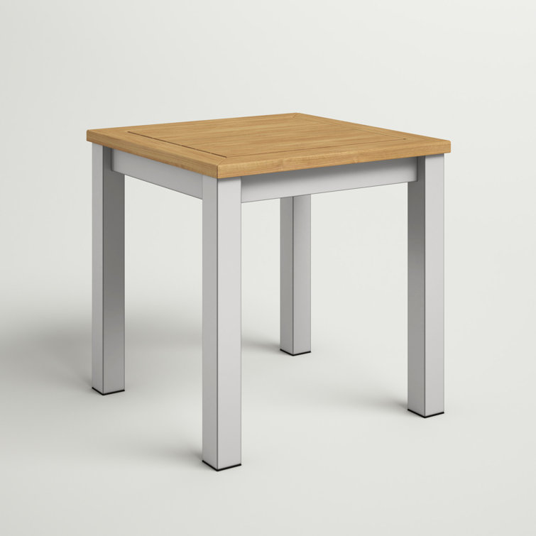 Natural Tekwood and Aluminum Outdoor Side Table