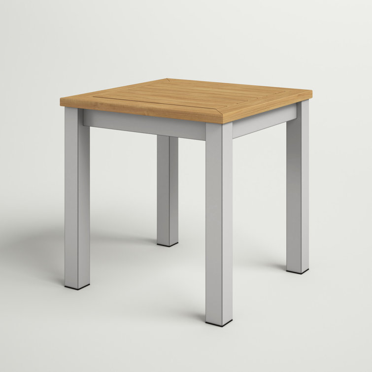 Natural Tekwood and Aluminum Outdoor Side Table