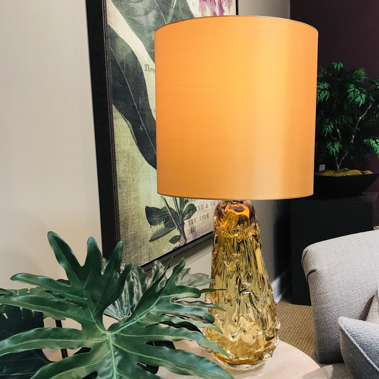 Valencia Clear Burnt Orange and Dark Amber Fabric Shade Table Lamp