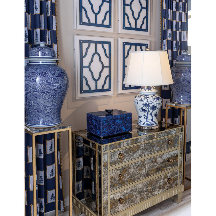 Blue Malachite Handmade Rectangular Decorative Box with Removable Lid