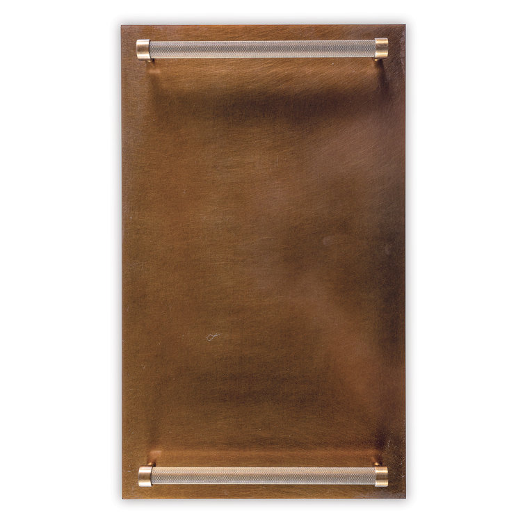 Aged Brass Rectangular Metal Ottoman Tray