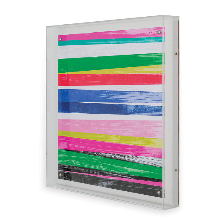 Square Acrylic and Paper Landscape Painting with Shadow Box Frame