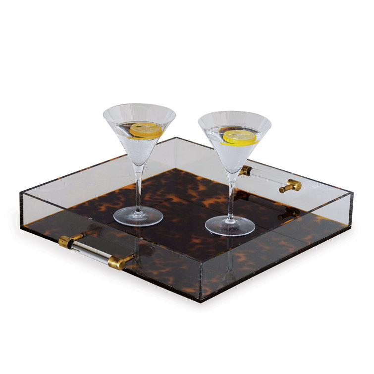 Brushed Brass & Tortoiseshell Acrylic 18"x15" Decorative Tray
