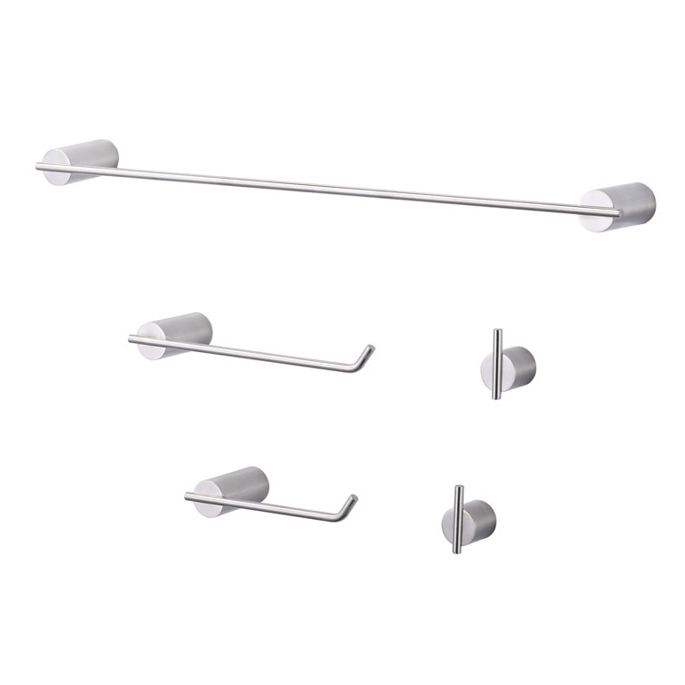 Brushed Nickel 5-Piece Stainless Steel Bathroom Hardware Set