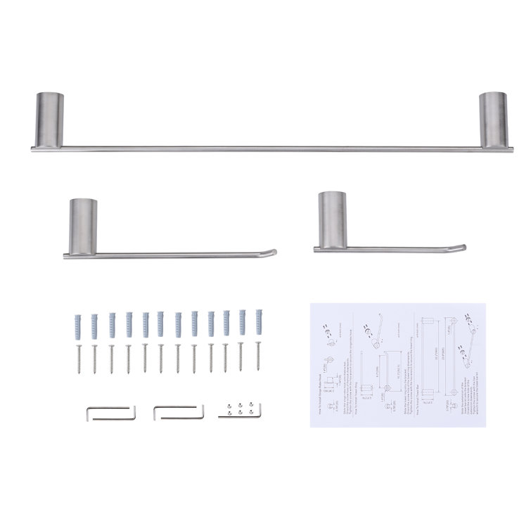 Brushed Nickel 5-Piece Stainless Steel Bathroom Hardware Set