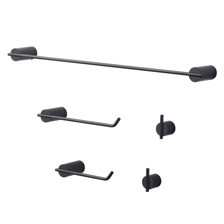 Matte Black 5-Piece Stainless Steel Bathroom Hardware Set
