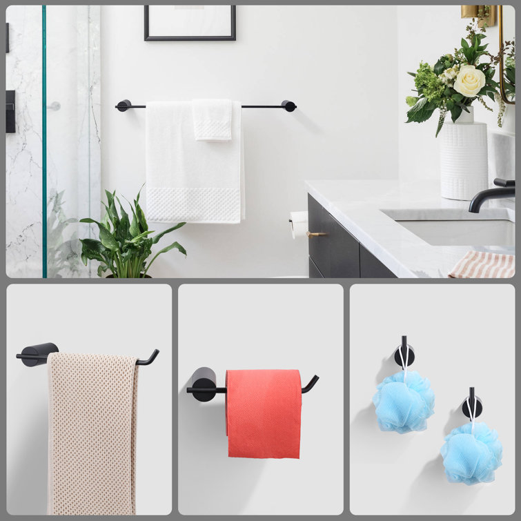 Matte Black 5-Piece Stainless Steel Bathroom Hardware Set