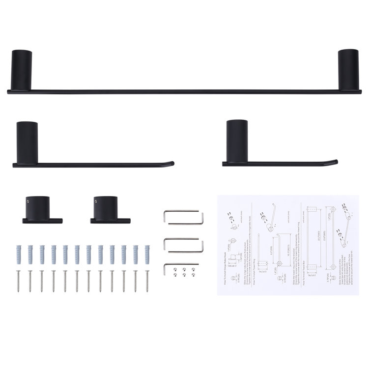Matte Black 5-Piece Stainless Steel Bathroom Hardware Set