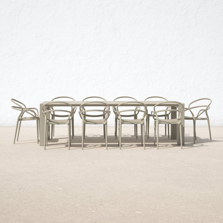 Mila Taupe Extendable 10-Person Outdoor Dining Set with Stackable Chairs