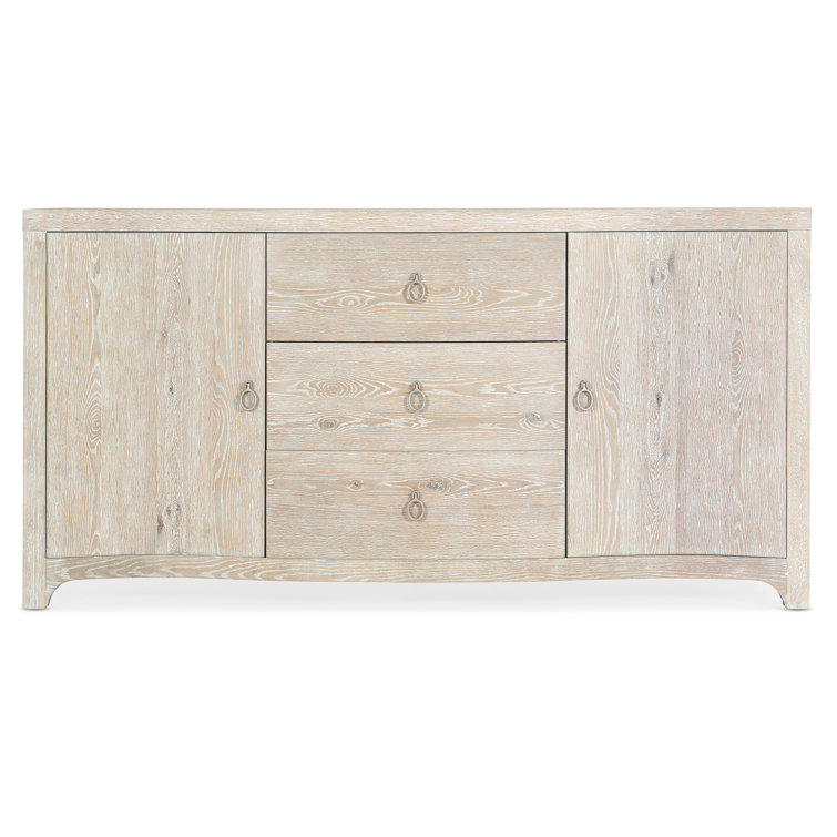 Beige Oak Transitional Buffet with Serpentine Shape and 3 Drawers