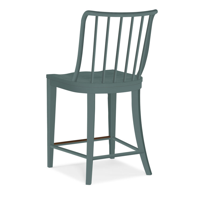 Blue Wood Spindle-Back Counter Stool