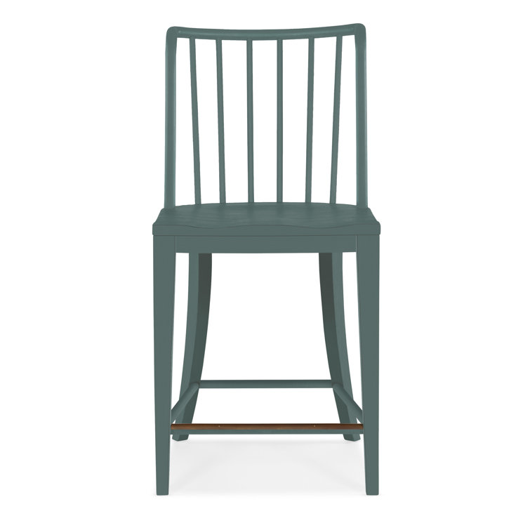 Blue Wood Spindle-Back Counter Stool