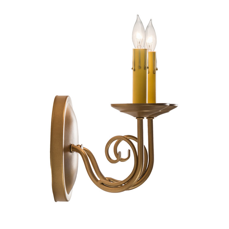 Gold 2-Light Candle Wall Sconce with E12 Bulb Base
