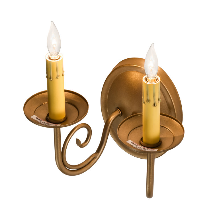 Gold 2-Light Candle Wall Sconce with E12 Bulb Base