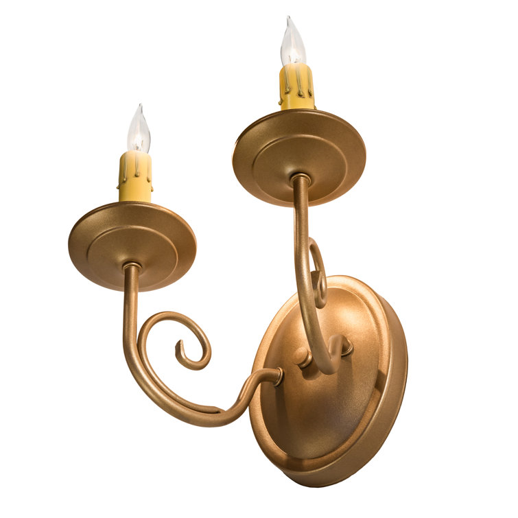 Gold 2-Light Candle Wall Sconce with E12 Bulb Base