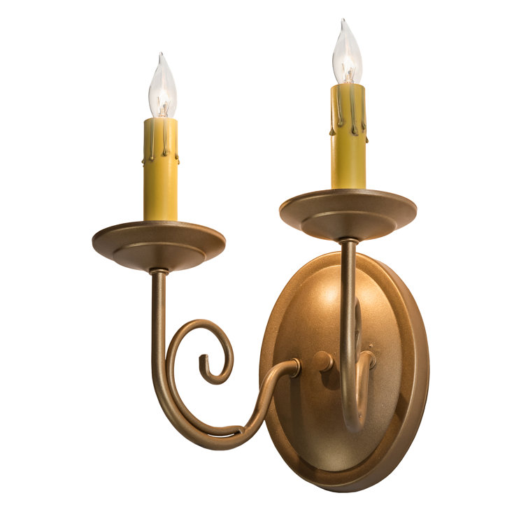Gold 2-Light Candle Wall Sconce with E12 Bulb Base