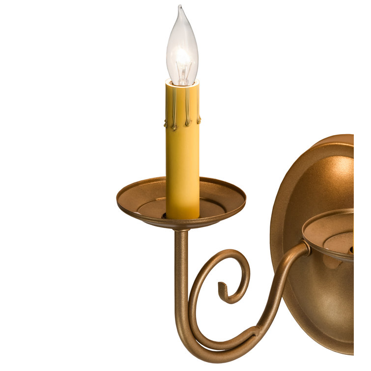 Gold 2-Light Candle Wall Sconce with E12 Bulb Base