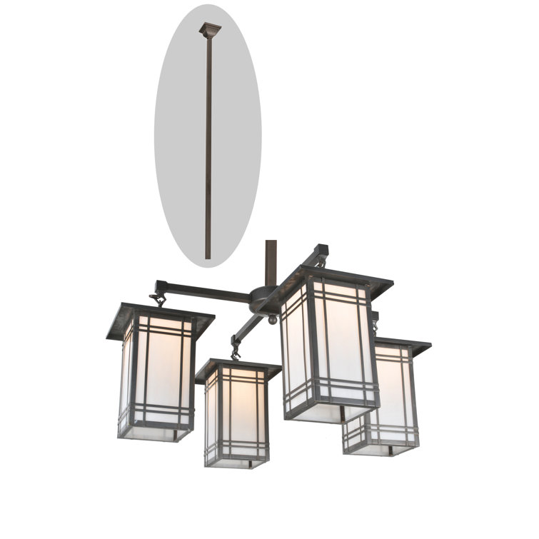 White Geometric 4-Light Dimmable Chandelier, 33" Wide