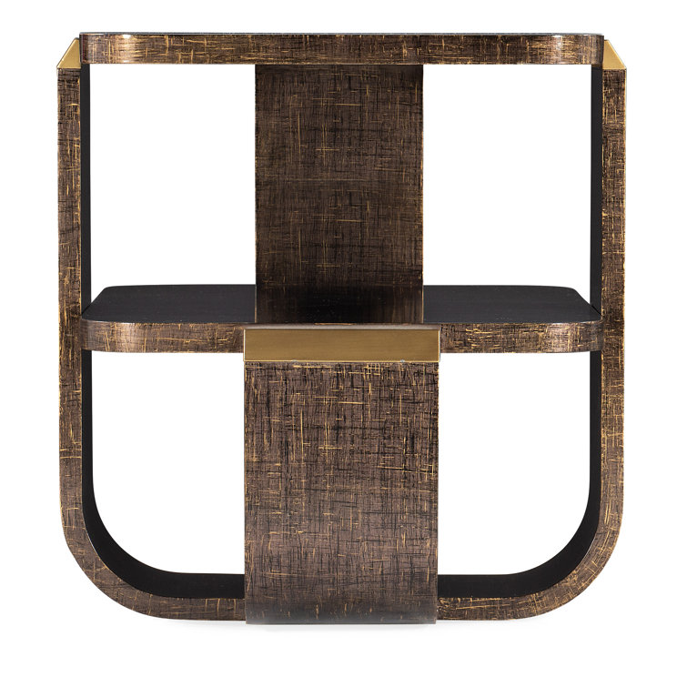 Edmun Dark Wood and Gold Rectangular End Table
