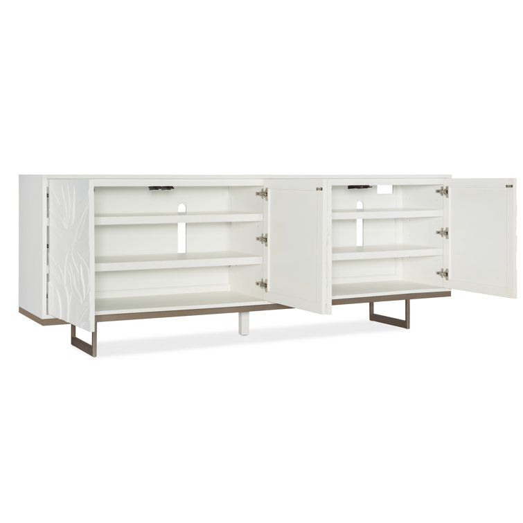 White and Gold 92'' Floral Motif Sideboard