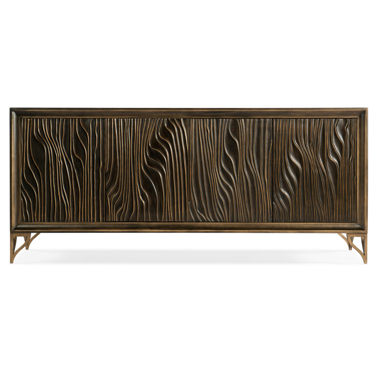 Jenny Dark Wood Media Console with Gold-Finished Legs
