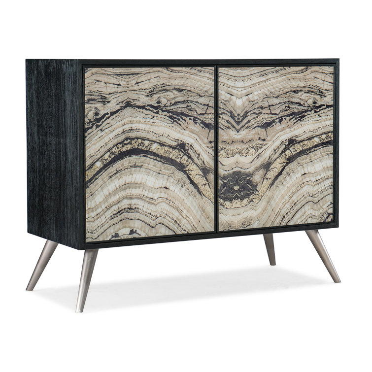 Black Oak Veneer Chest with Geode Glass Doors