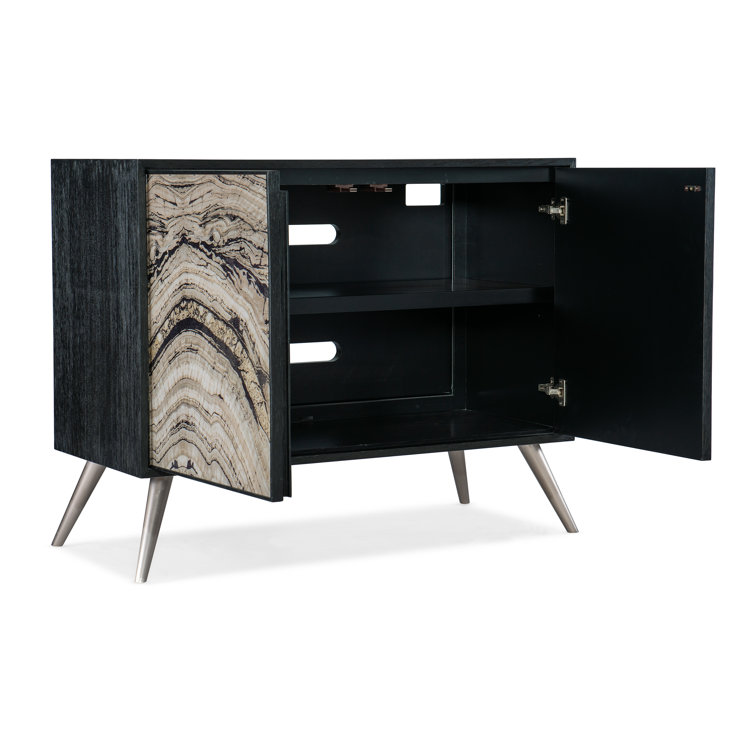 Black Oak Veneer Chest with Geode Glass Doors