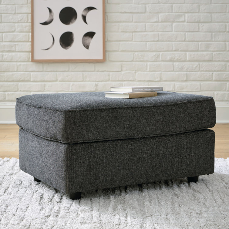 34'' Slate Gray Upholstered Rectangular Ottoman