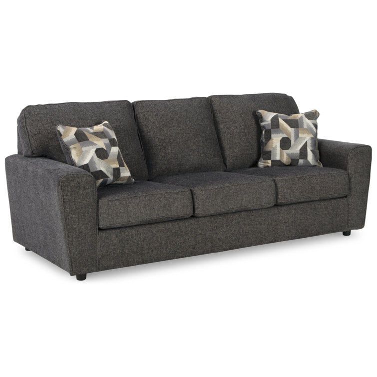 Contemporary Gray 86" Fabric Sofa with Removable Cushions
