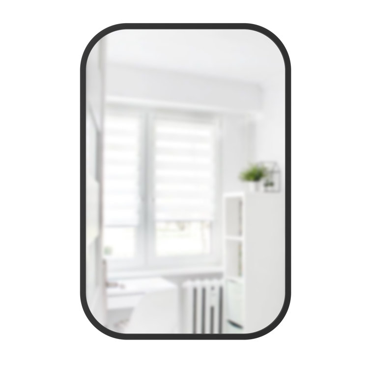 Umbra Hub 38'' Black Rectangular Rubber Rimmed Mirror