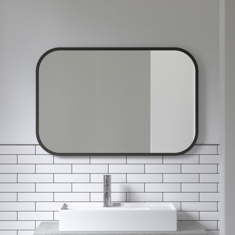 Umbra Hub 38'' Black Rectangular Rubber Rimmed Mirror