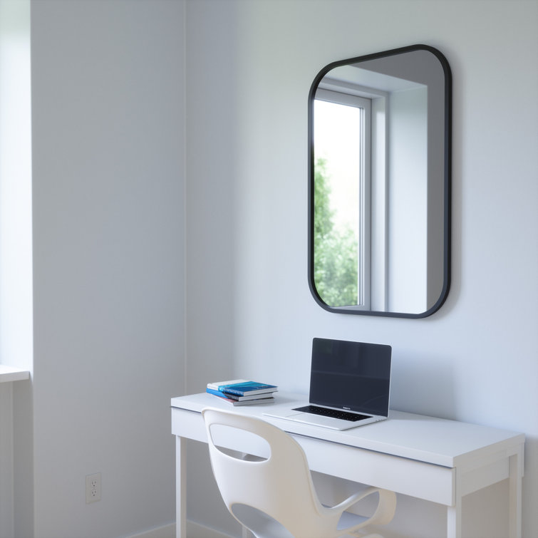 Umbra Hub 38'' Black Rectangular Rubber Rimmed Mirror