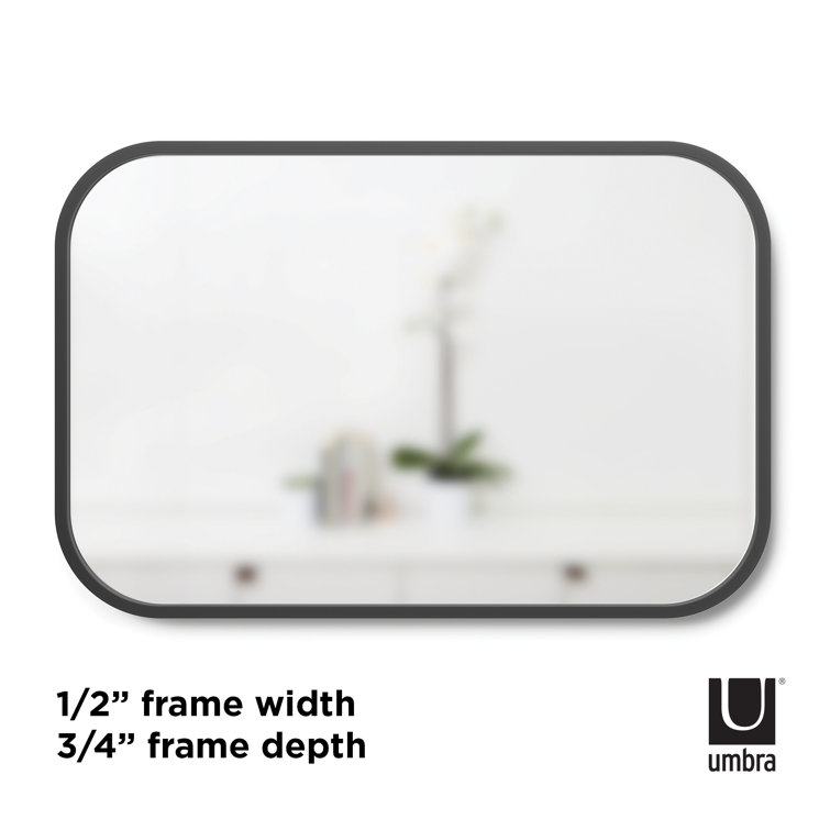 Umbra Hub 38'' Black Rectangular Rubber Rimmed Mirror