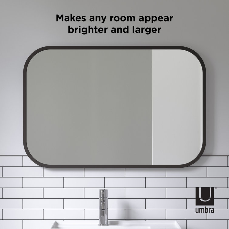 Umbra Hub 38'' Black Rectangular Rubber Rimmed Mirror