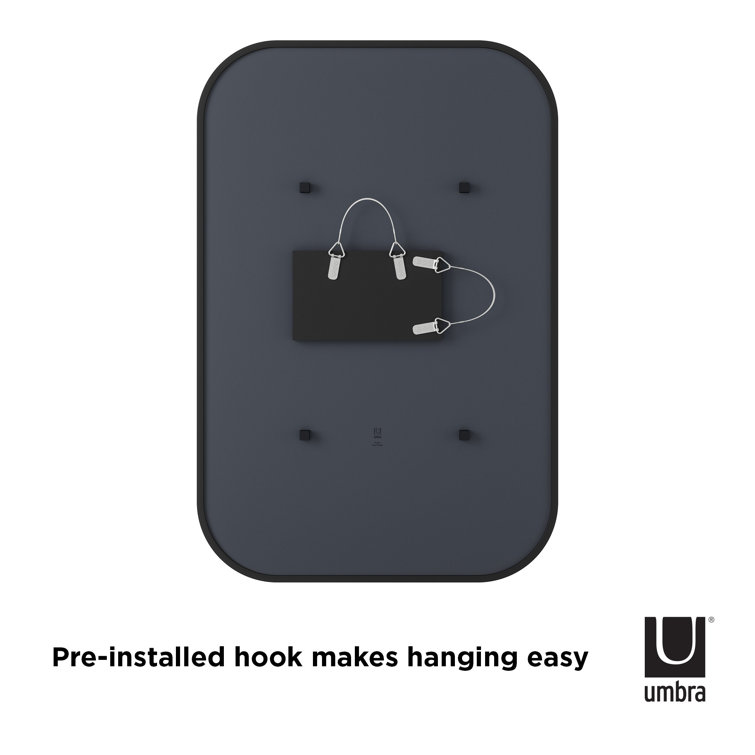 Umbra Hub 38'' Black Rectangular Rubber Rimmed Mirror