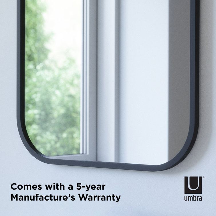 Umbra Hub 38'' Black Rectangular Rubber Rimmed Mirror