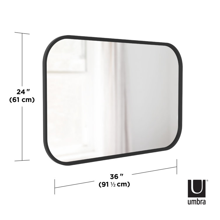 Umbra Hub 38'' Black Rectangular Rubber Rimmed Mirror