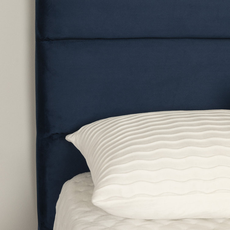 Maliza Blue Velvet Upholstered Full Platform Bed with Tufted Headboard