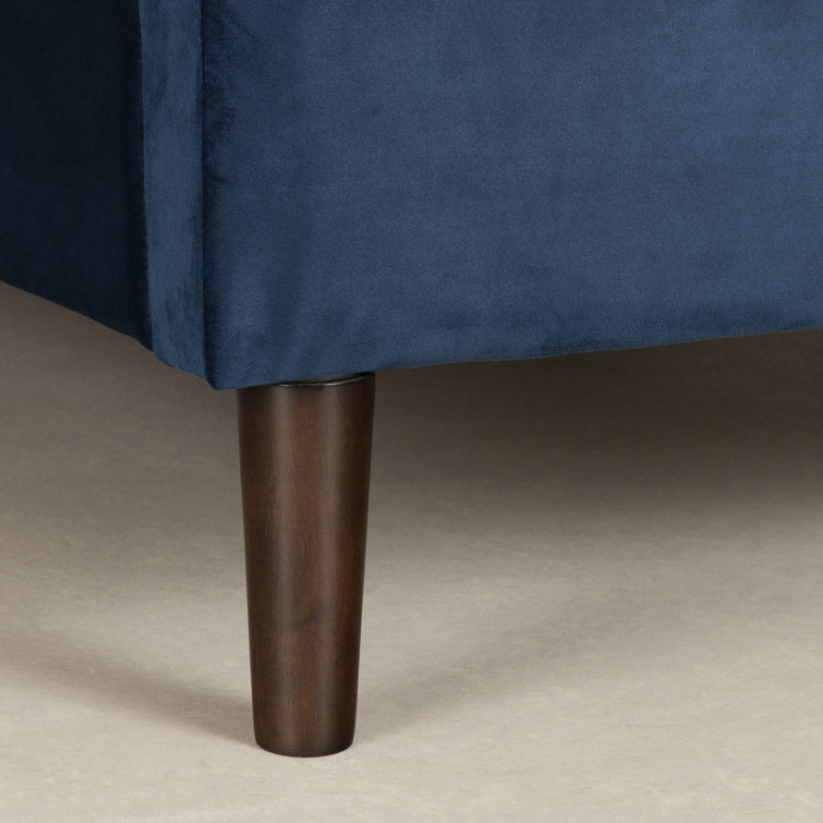Maliza Blue Velvet Upholstered Full Platform Bed with Tufted Headboard