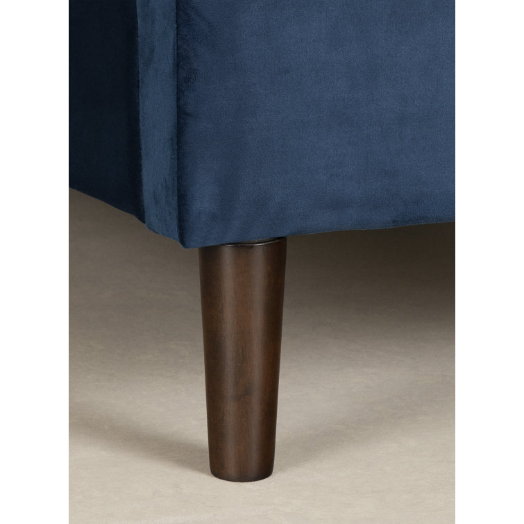 Maliza Blue Velvet Upholstered Full Platform Bed with Tufted Headboard