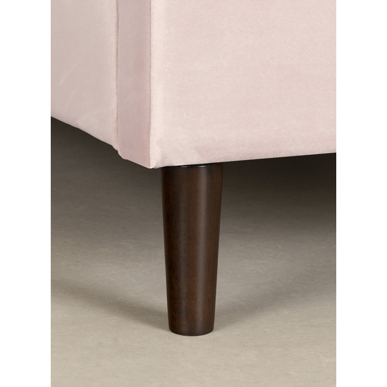 Pink Velvet Upholstered Full Platform Bed with Tufted Headboard
