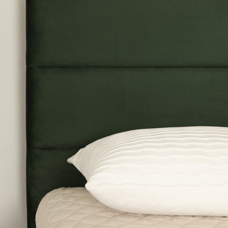 Green Velvet Upholstered Queen Platform Bed with Headboard
