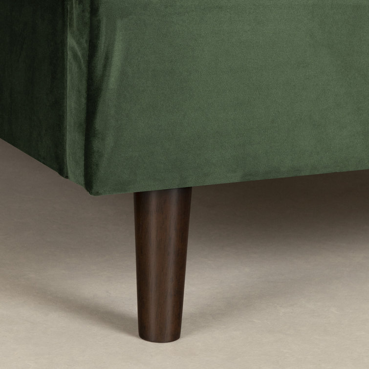 Green Velvet Upholstered Queen Platform Bed with Headboard