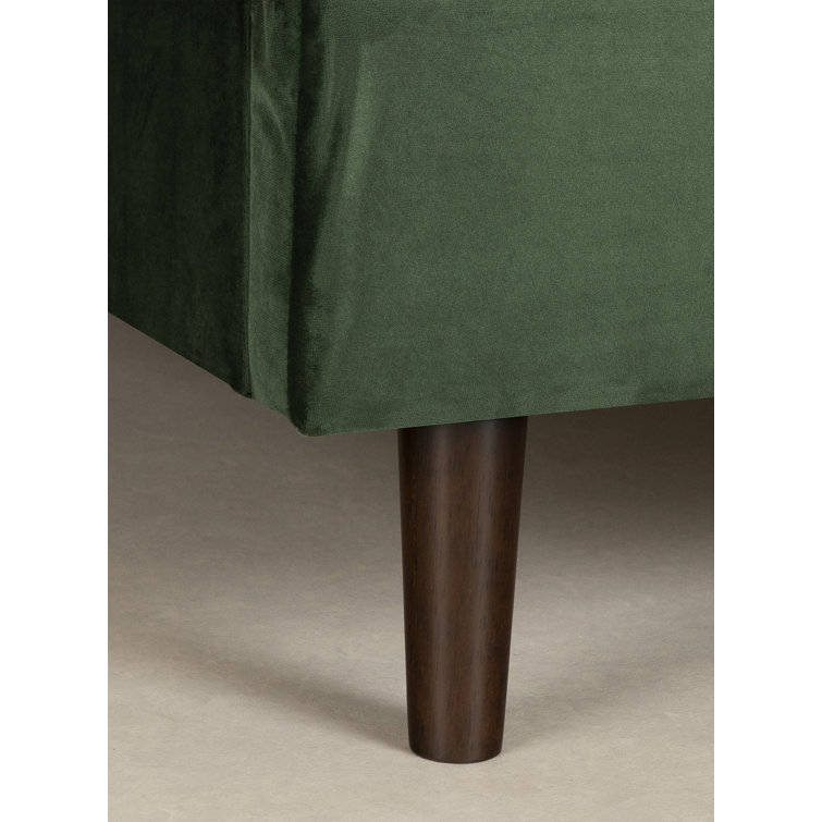 Green Velvet Upholstered Queen Platform Bed with Tufted Headboard