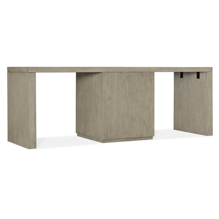 Gray Oak Veneer Home Office Desk with Filing Cabinet