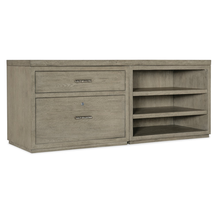 Gray Oak 72'' Wide Lockable 2-Drawer Credenza