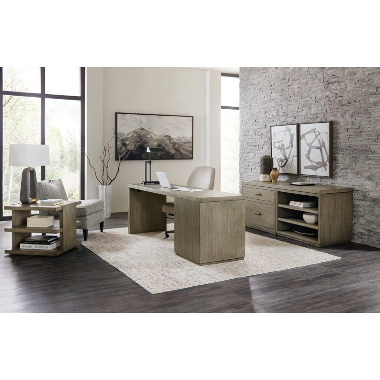 Gray Oak 72'' Wide Lockable 2-Drawer Credenza