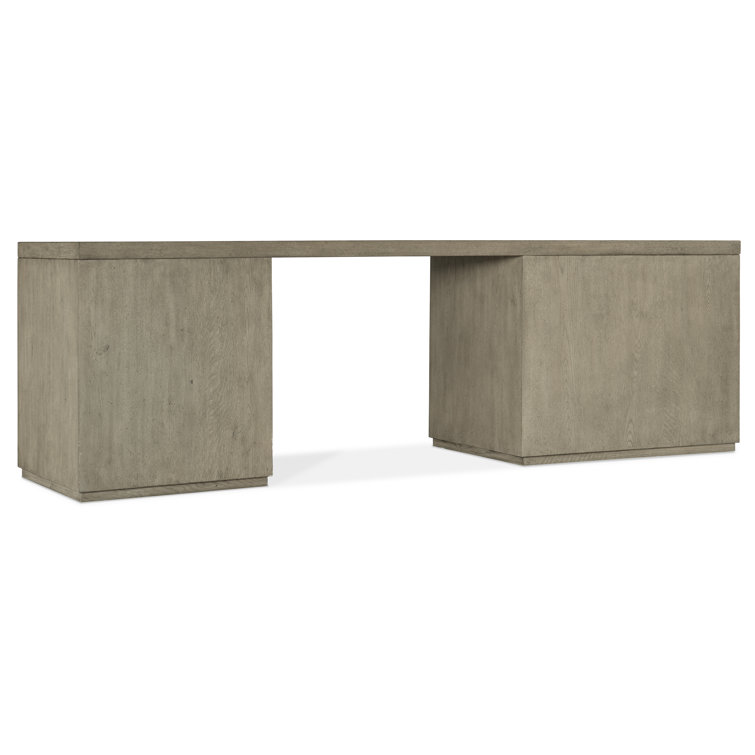 Gray Oak 96" Home Office Desk with Filing Cabinet